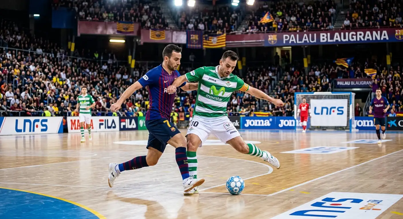 Jugadores del Barça Futsal en acción durante un partido de la LNFS
