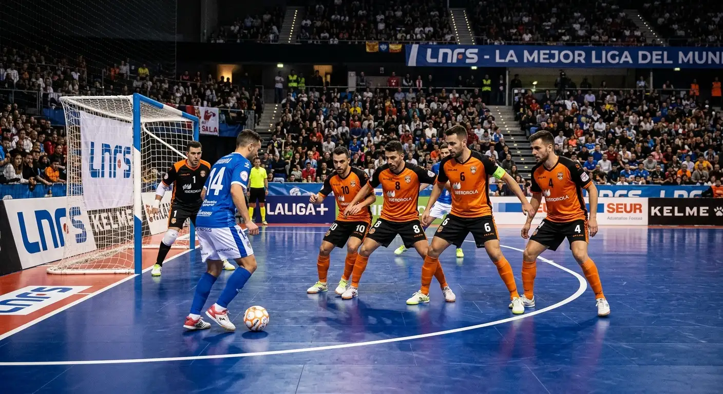 Jugadores de ElPozo Murcia defendiendo en un partido de fútbol sala de la LNFS