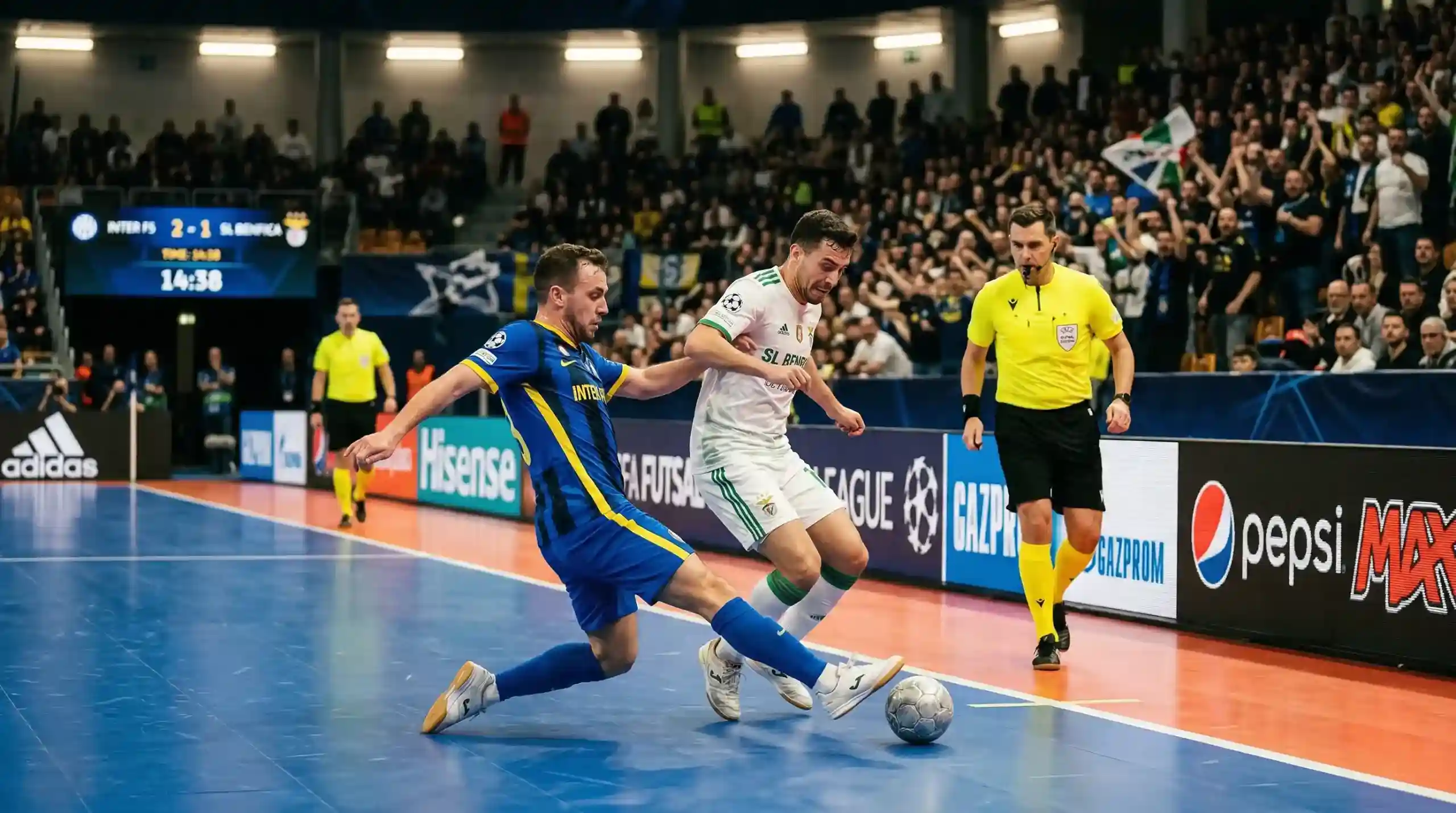 Selecciones nacionales de fútbol sala compitiendo en un Mundial FIFA con banderas