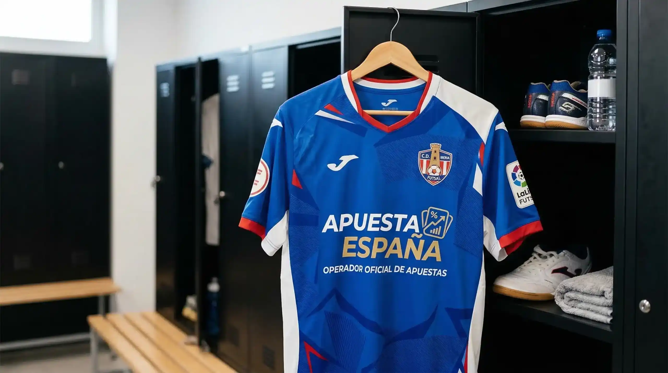 Equipación deportiva de fútbol sala con logotipo de patrocinador de casa de apuestas