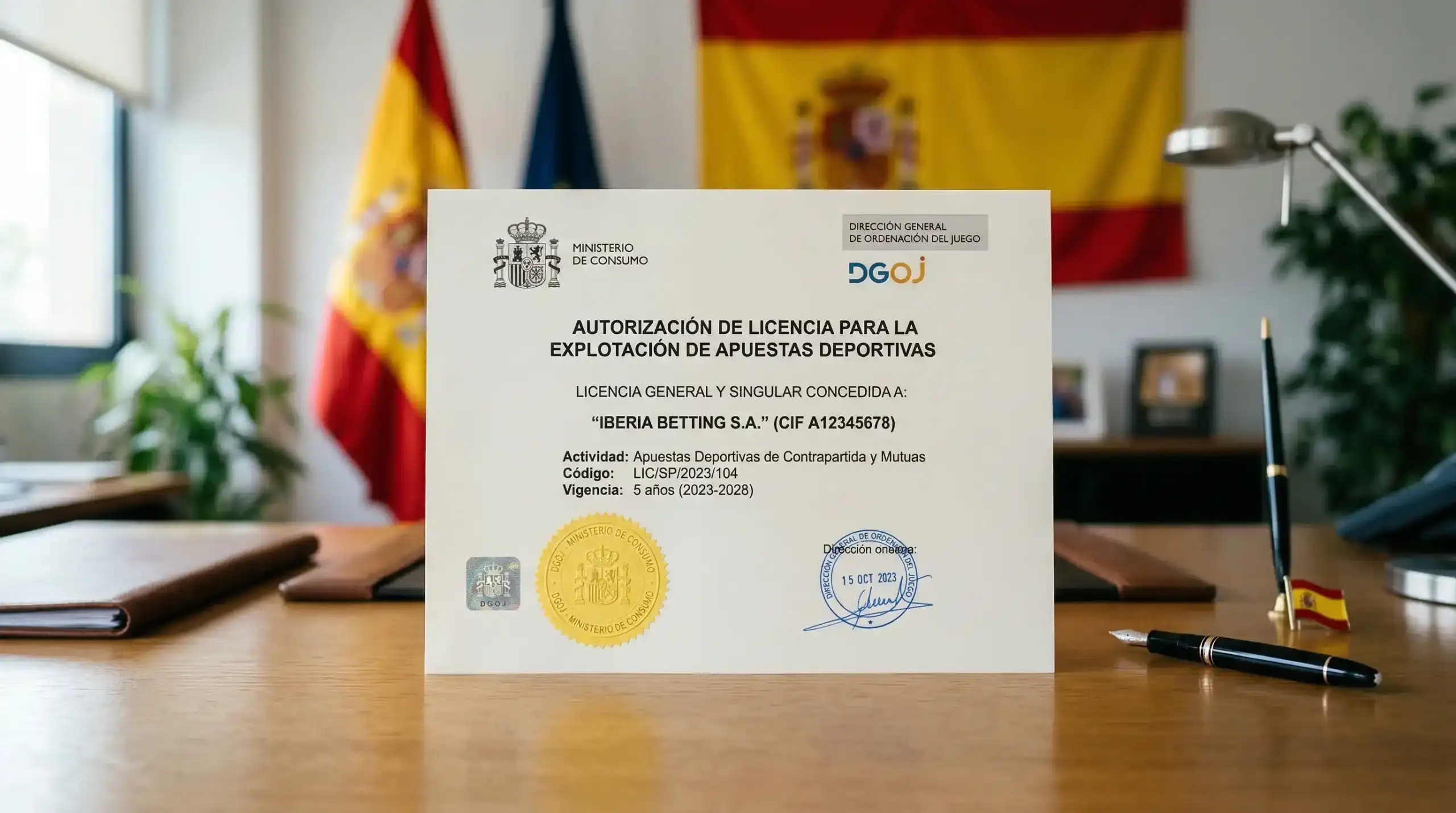 Documento oficial con el sello de la DGOJ sobre regulación de apuestas en España